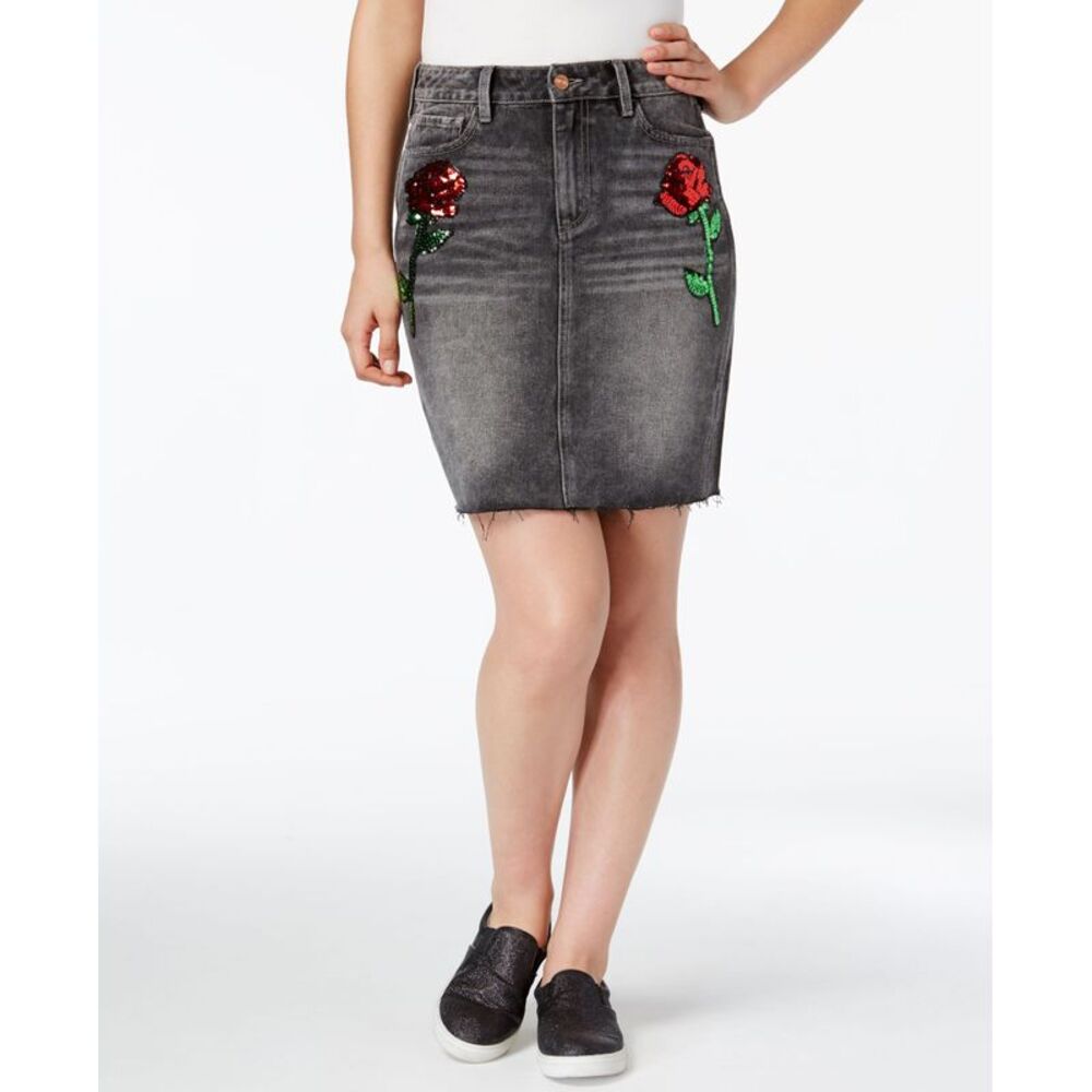 Buffalo David Bitton Diy Sequined Graphic Denim Skirt